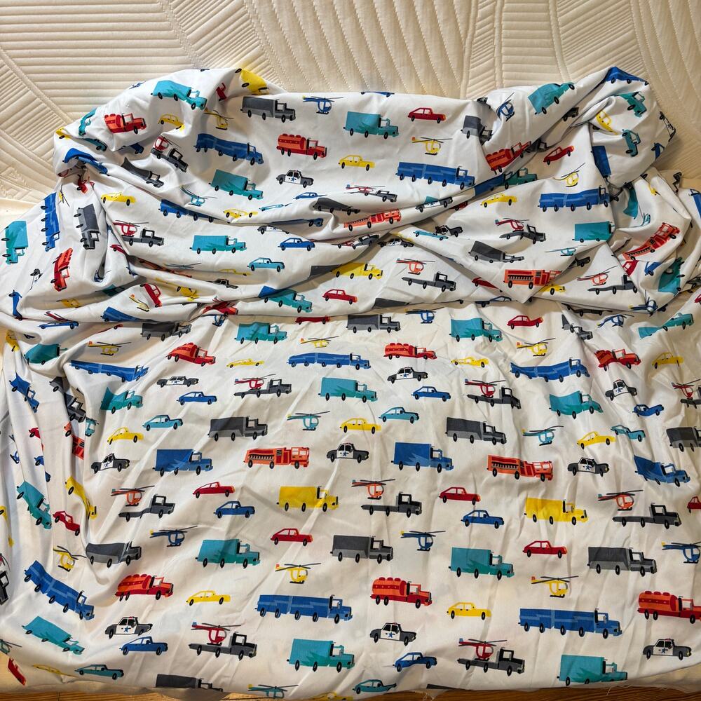 Pillowfort Twin Fitted Sheet Cars Trucks Helicopters Transportation Kids